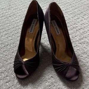 Steve Madden Brown Satin Peep-Toe Heels